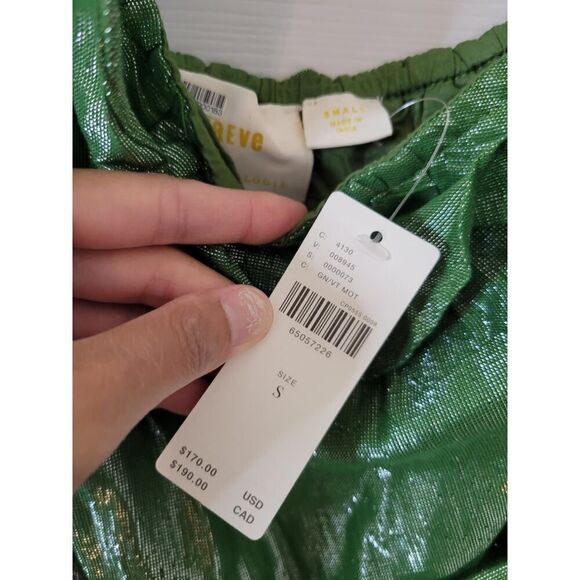 Anthropologie Maeve Metallic Ruffled One-Shoulder Color Block Belted Midi Dress - Picture 7 of 10